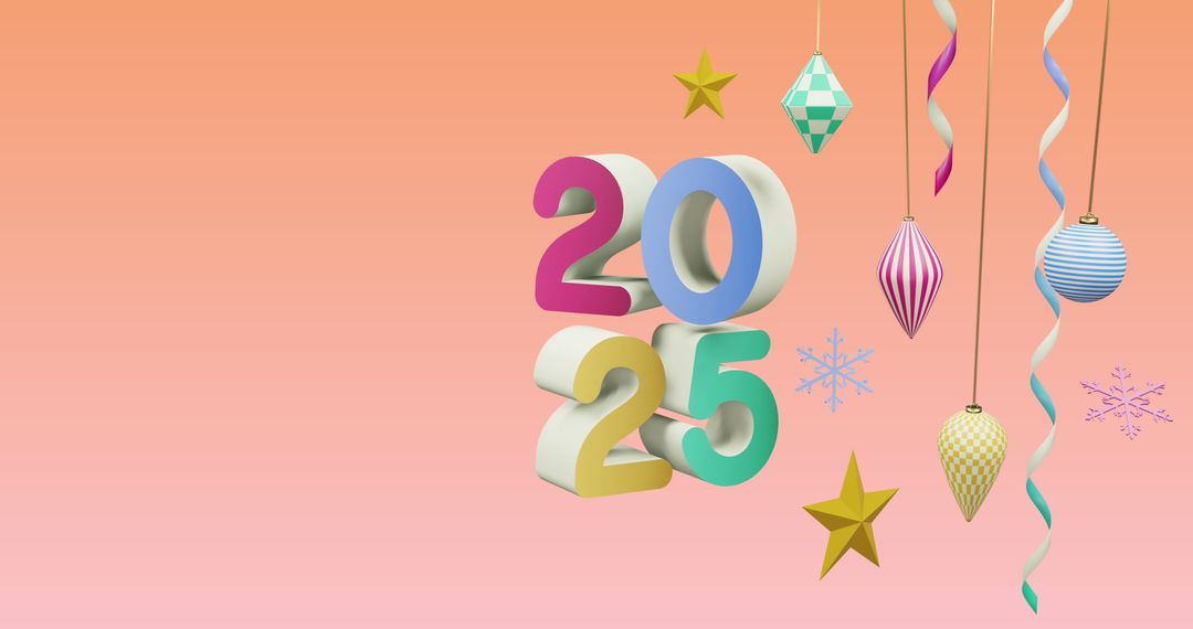 Festive 2025 Design with Colorful Ornaments