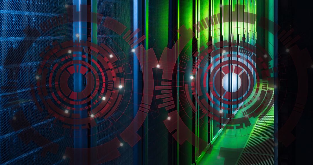 Futuristic Data Center with Digital Interface Scanners