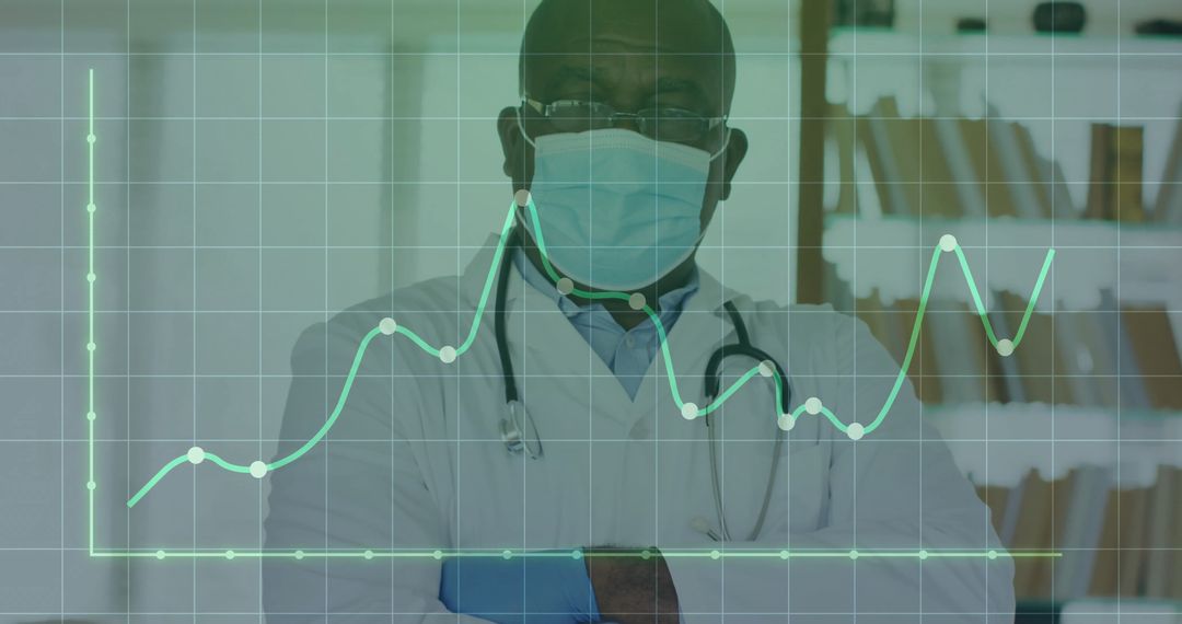 Senior Doctor Analyzing Patient Data with Chart Overlay