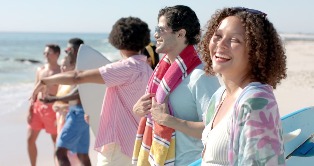 Happy Friends Enjoying a Vibrant Beach Day