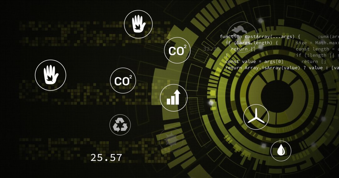 Digital Interface with Eco-Friendly Data Processing Symbols - Free Images, Stock Photos and Pictures on Pikwizard.com