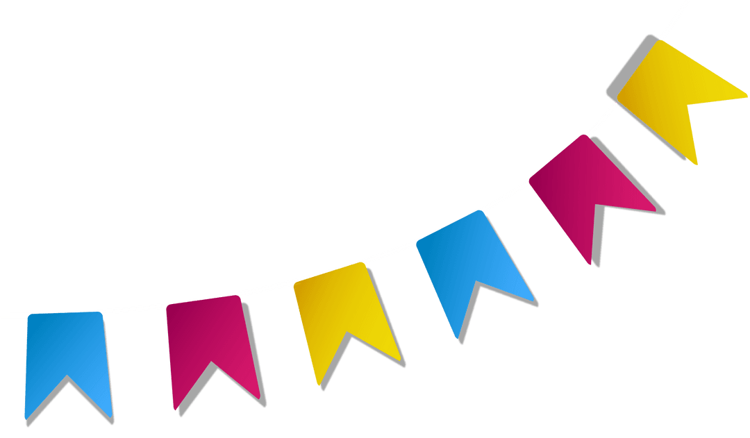 Colorful Pennant Banners on Transparent Background for Celebrations