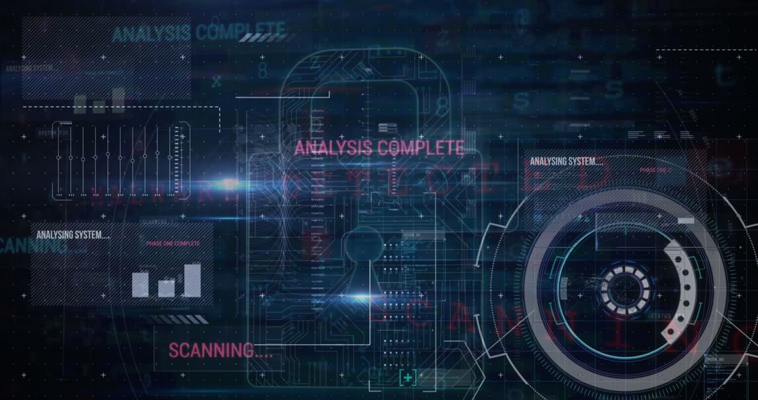Digital Security Concept with Digital Padlock and Data Processing Elements