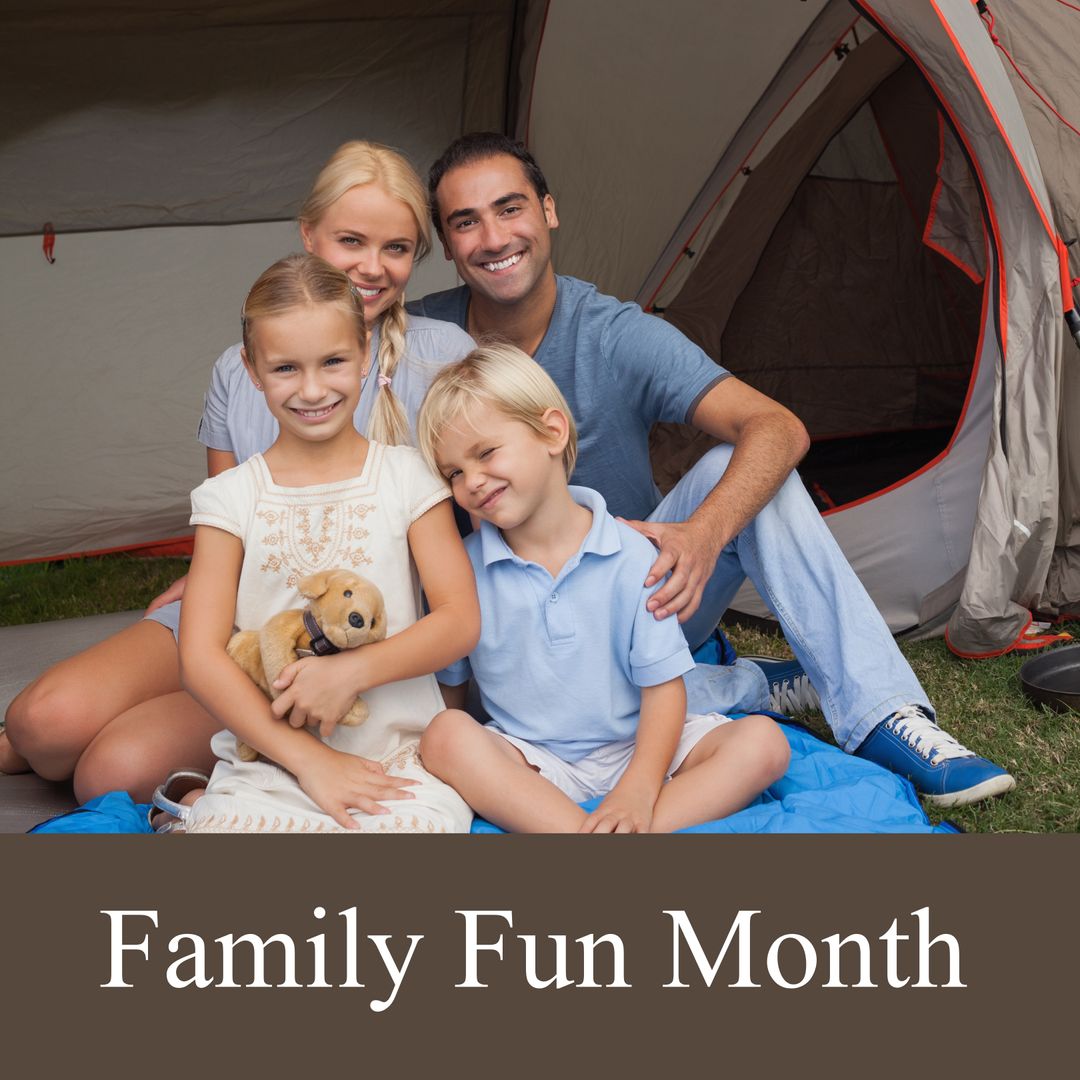 Happy Family Camping Together During Family Fun Month