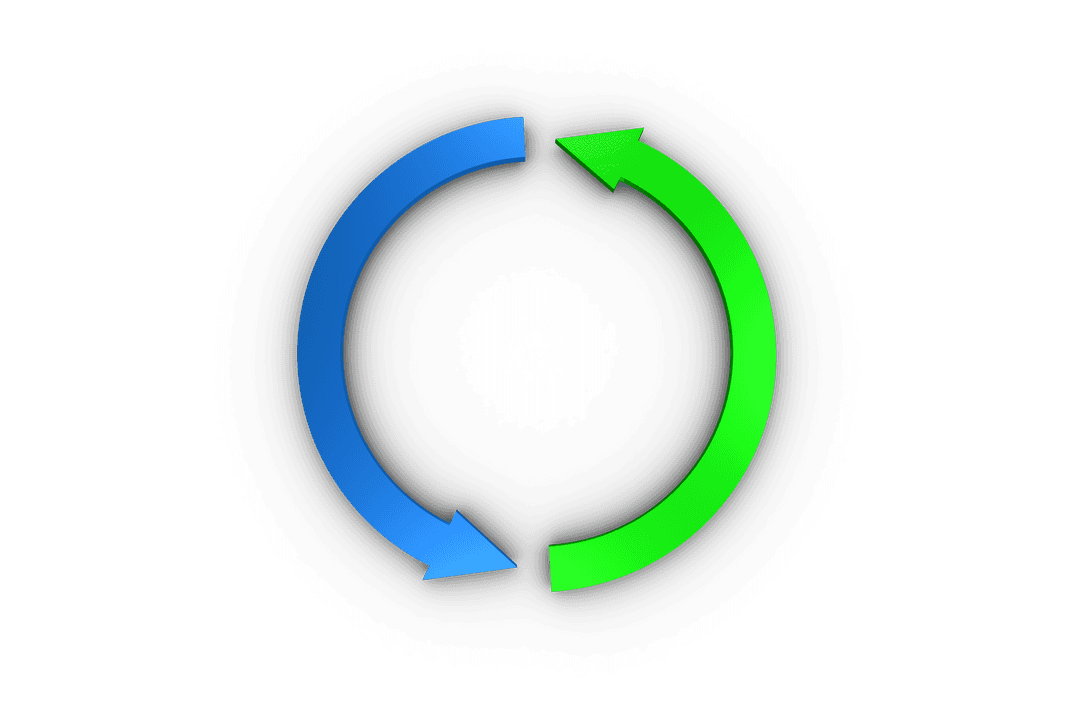 Circular Green and Blue Arrows on Transparent background