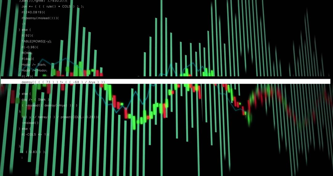 Financial Graphs Over Candlestick Chart Indicating Stock Fluctuations