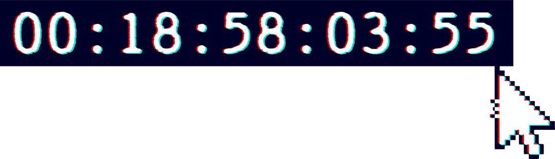 Glitching countdown timer on transparent interface canvas