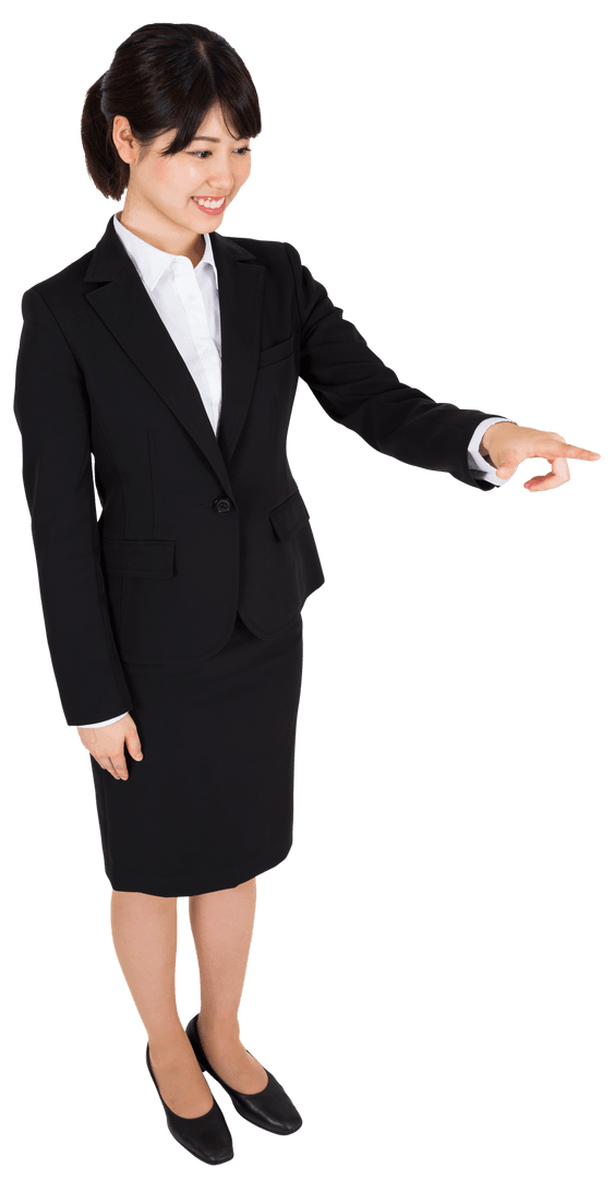 Transparent Businesswoman Pointing Confidently