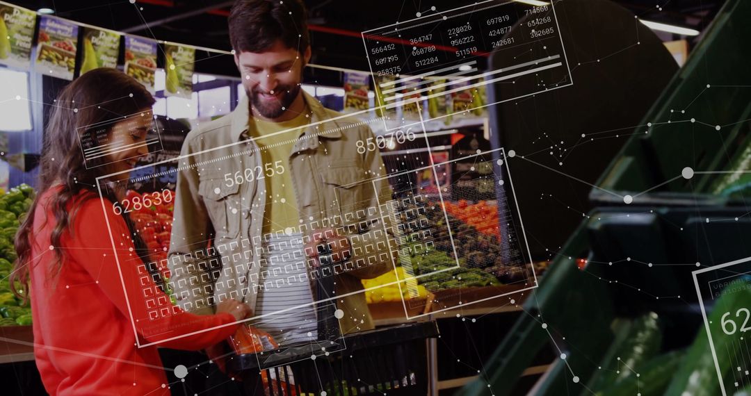 Couple Using Digital Technology for Grocery Shopping Decision