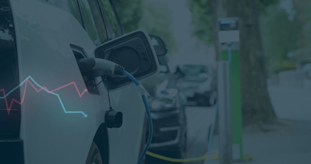 Electric Car Charging with Conceptual Financial Data Overlay