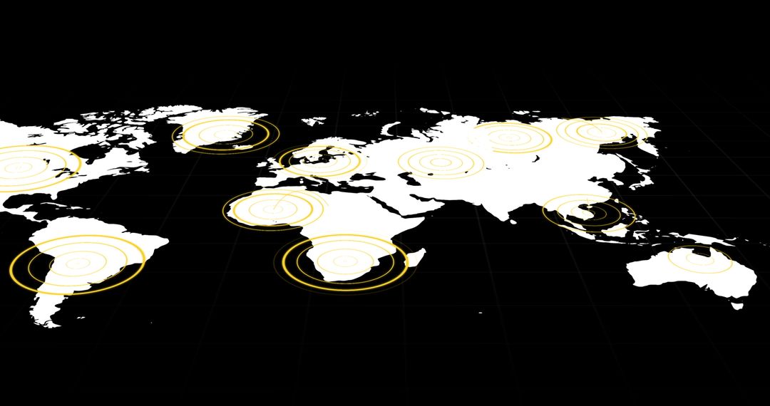 Global Network Sphere on World Map with Circles
