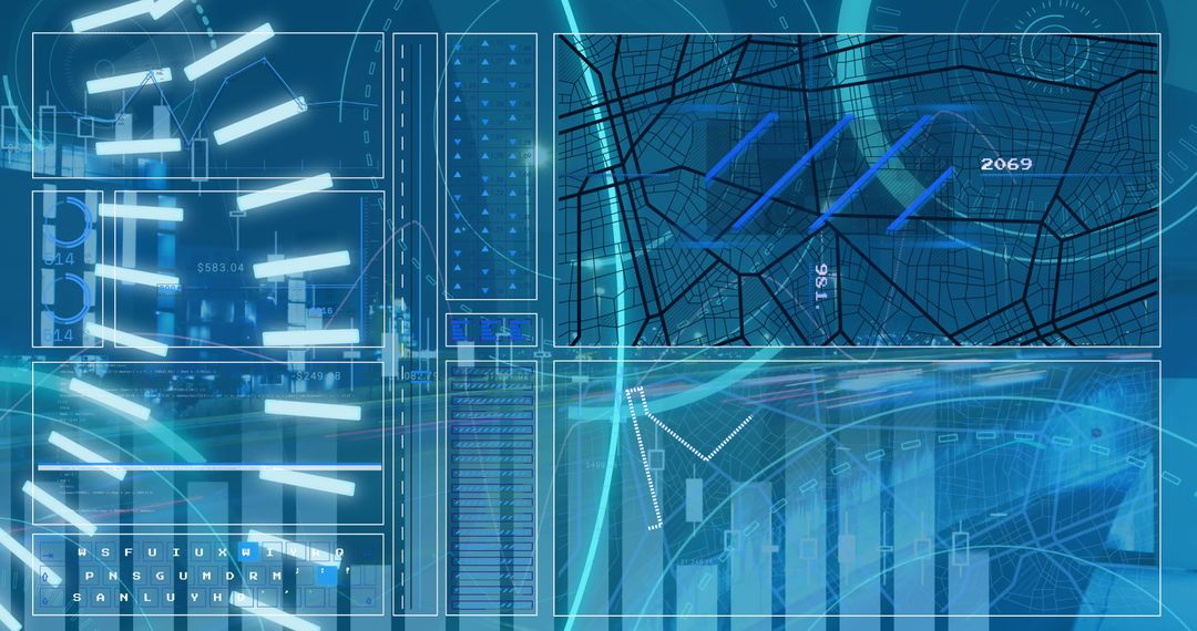 Futuristic Digital Interface with Blue Technology