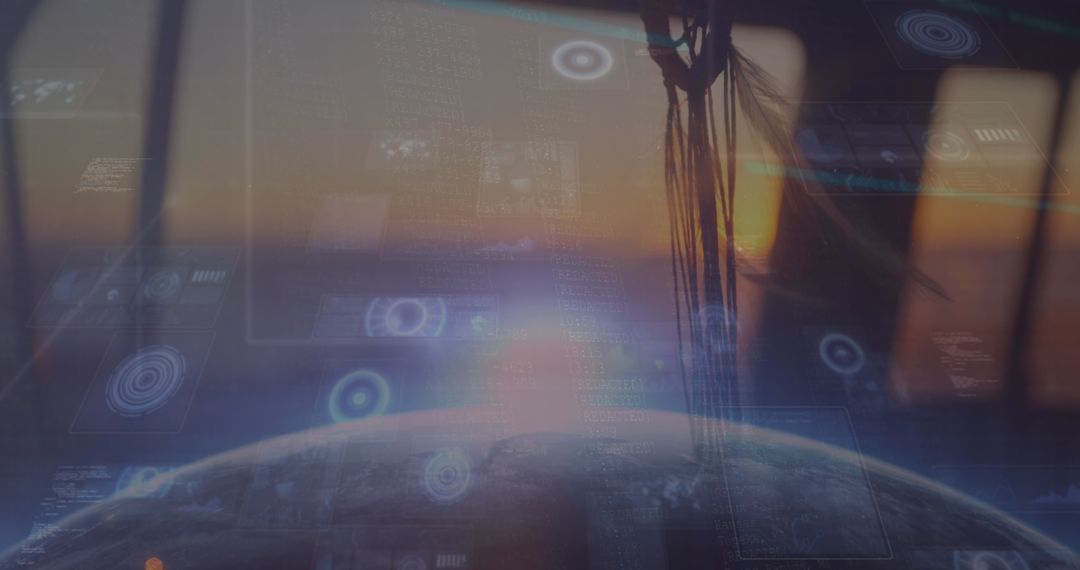 Young Girl Interacting with Global Digital Data Overlay