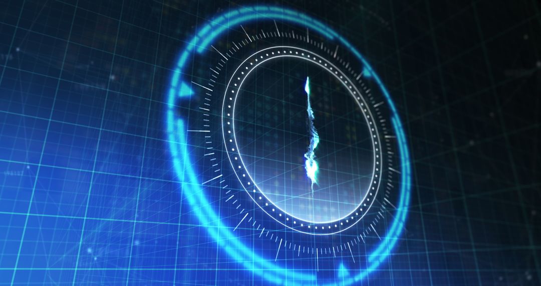 Rotating Ethereum Symbol on Digital Blue Grid Background