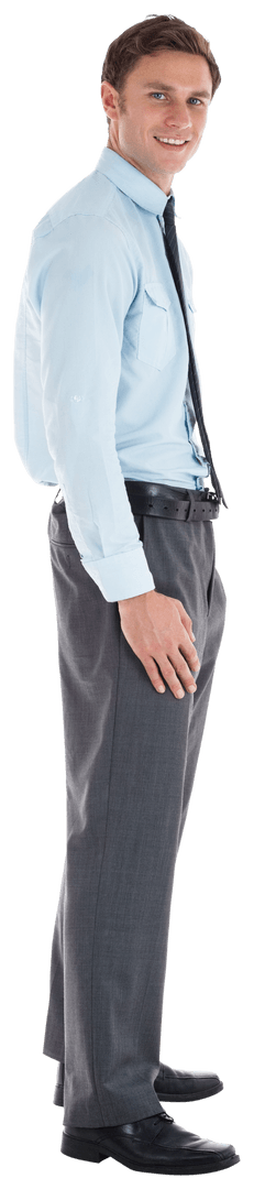 Businessman in Professional Attire Standing Transparent