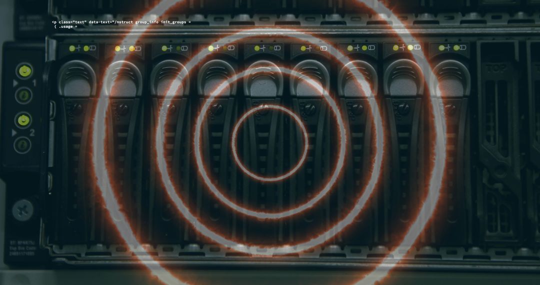 Data Center Server with Futuristic Scanning Effect Overlay