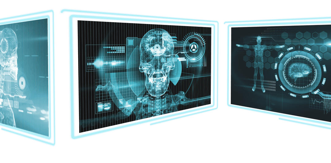 Digital Medical Data Interface Screens on Transparent Background
