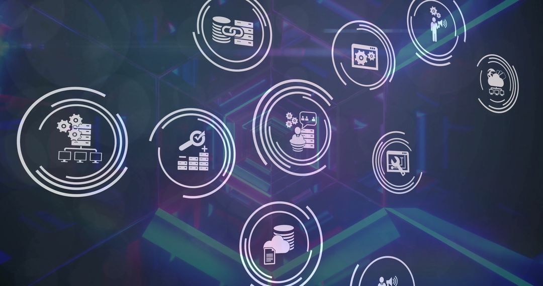 Digital Interface Icons on Futuristic Technology Background