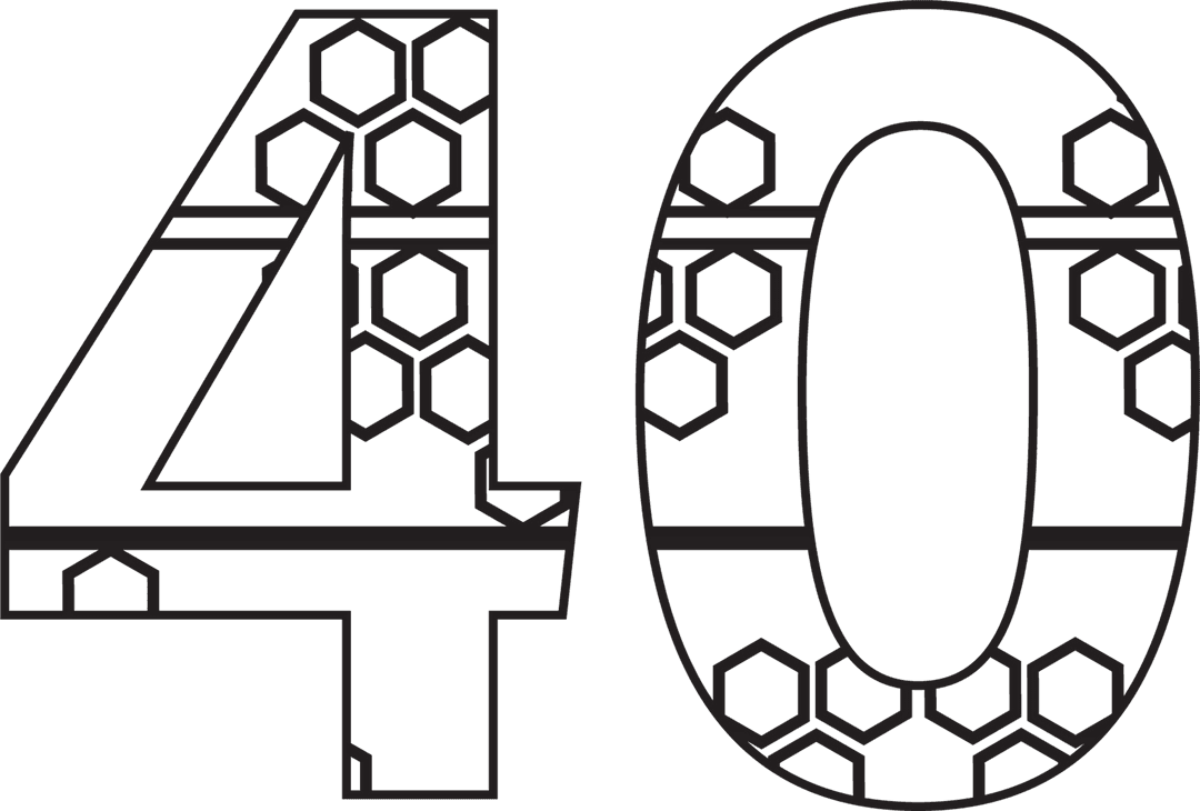 Transparent Number 40 with Modern Geometric Patterns