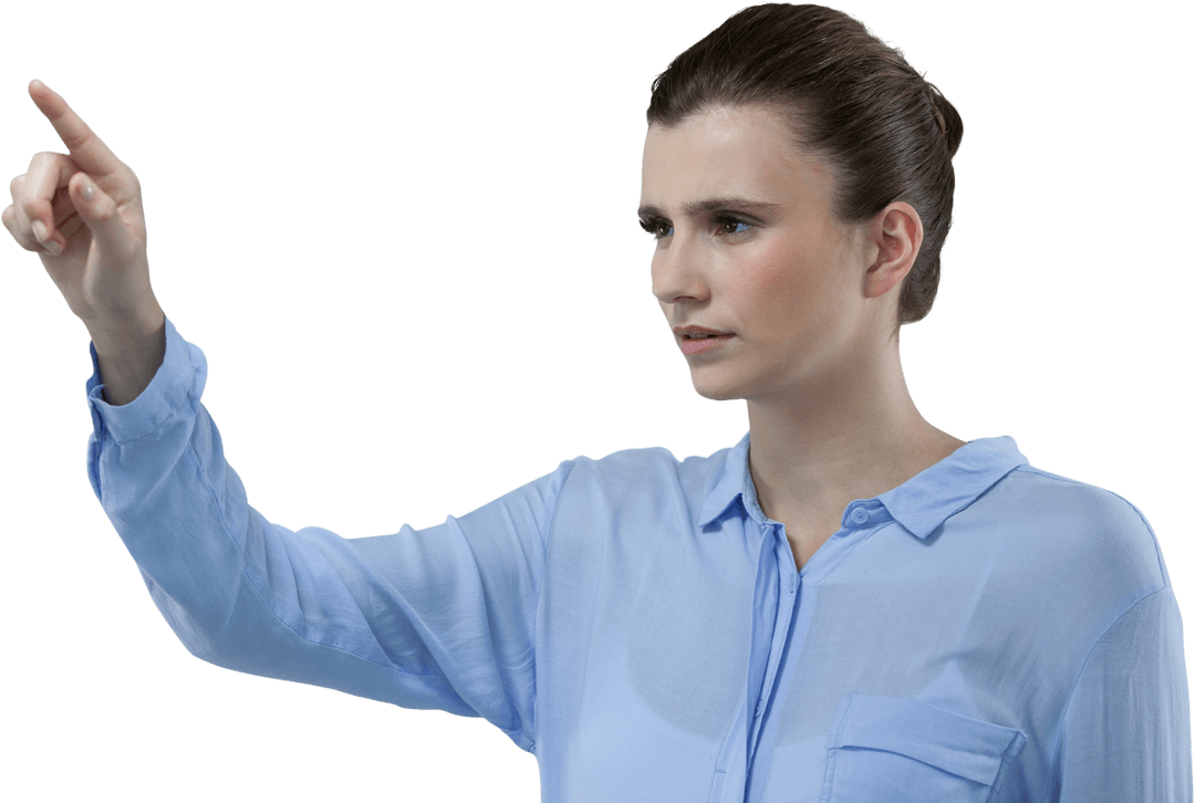 Businesswoman Using Imaginary Transparent Digital Interface