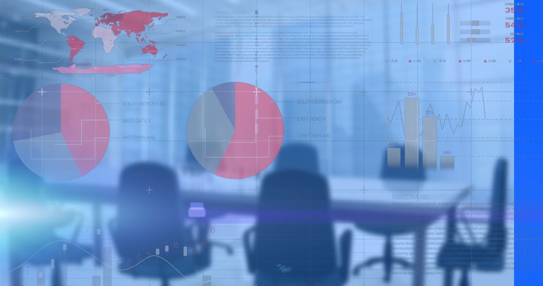 Modern Conference Room with Data Graph Overlays