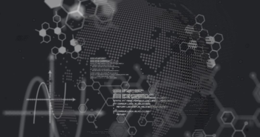Digital Globe with Data Streams and Molecular Structures