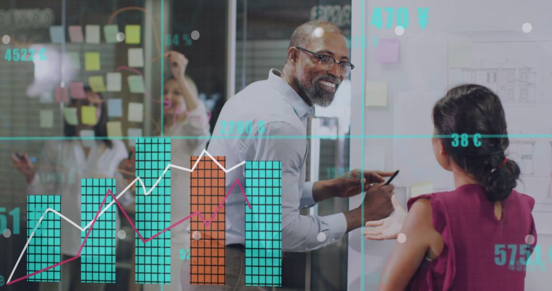 Diverse Team Engaging in Data Analysis in Modern Office