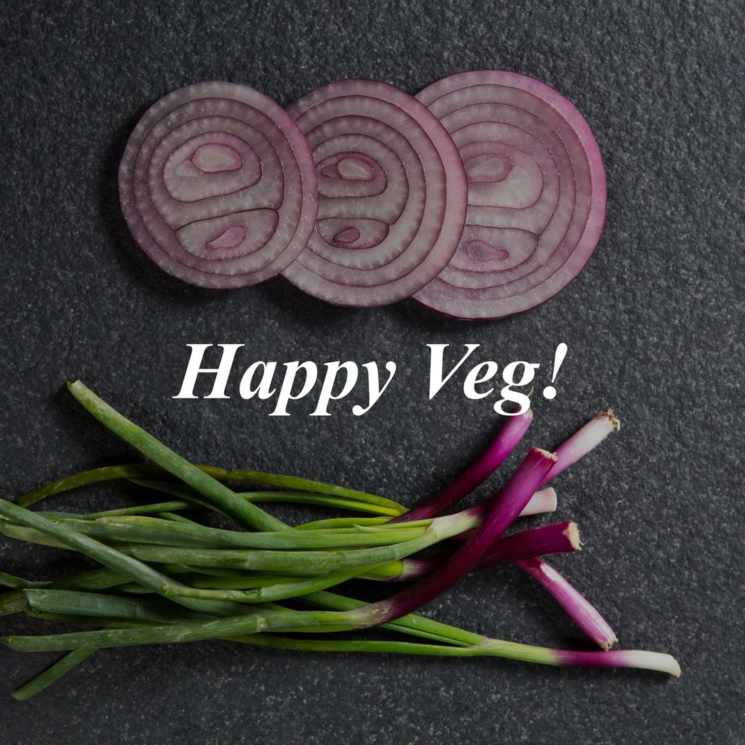 Fresh Onion Slices and Greens with Verdant Alignment Enhancing Celebratory Text - Download Free Stock Templates Pikwizard.com