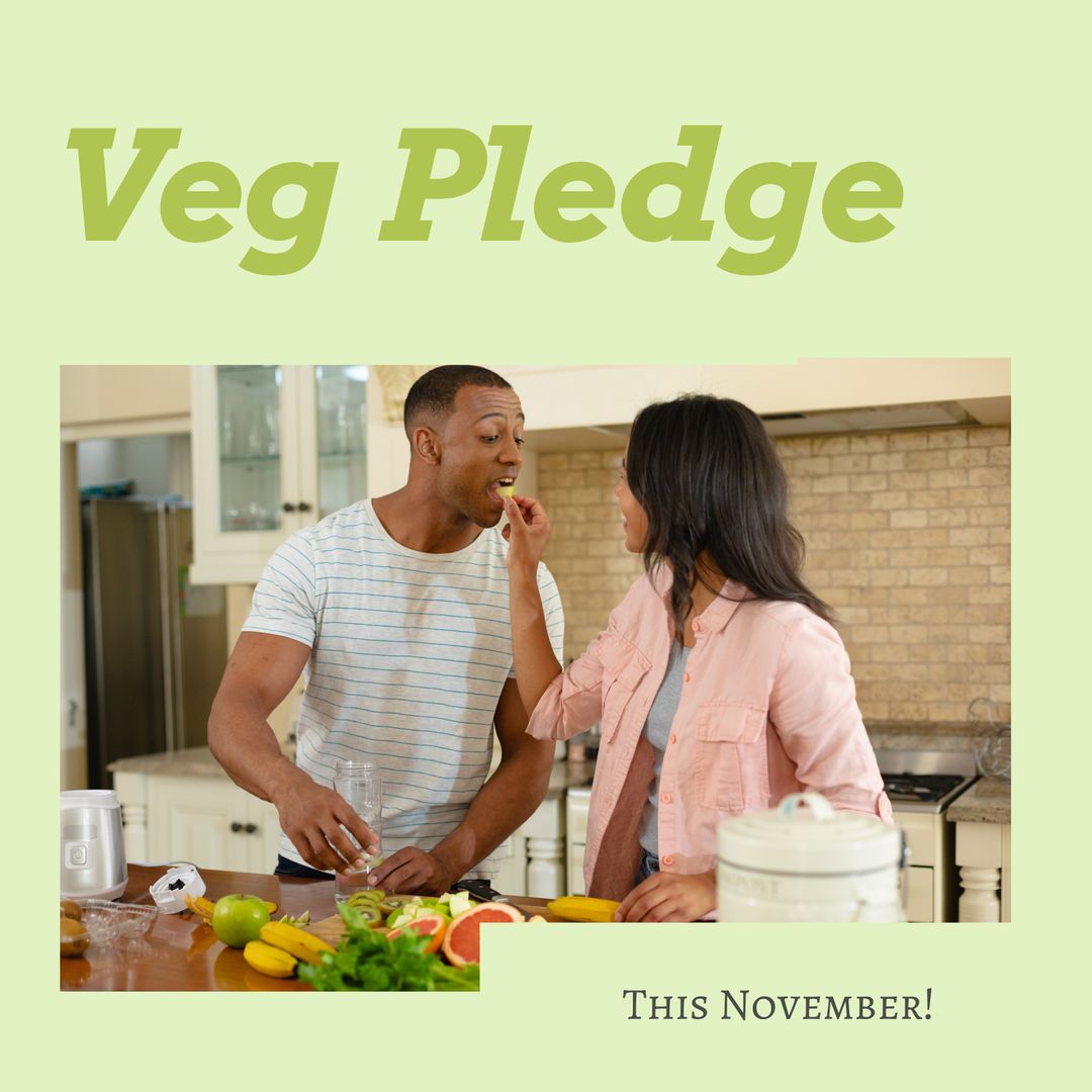 Couple Embracing Veg Pledge in Modern Kitchen Scene