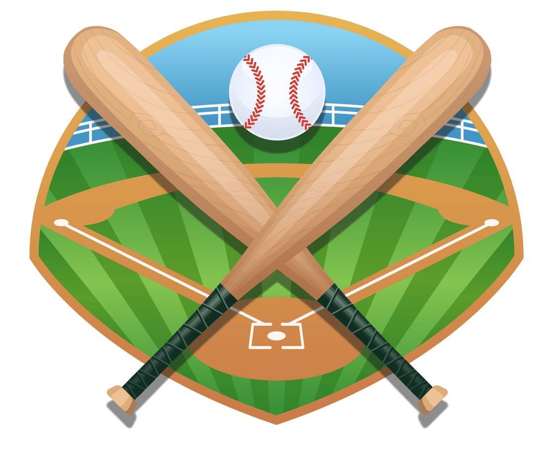 Transparent Baseball Sports Emblem with Crossed Bats and Diamond