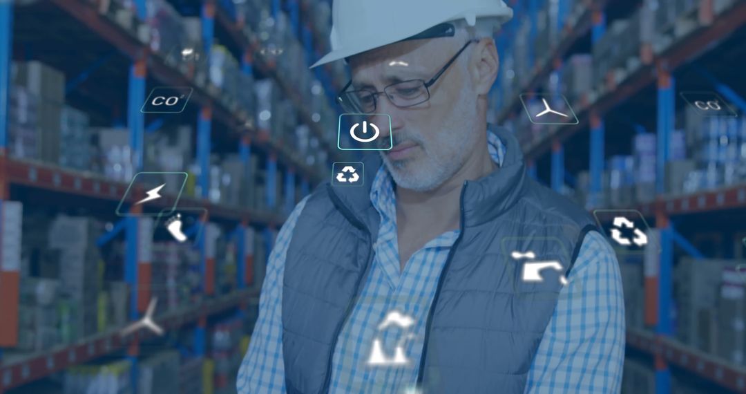 Warehouse Supervisor Analyzing Augmented Reality Displays