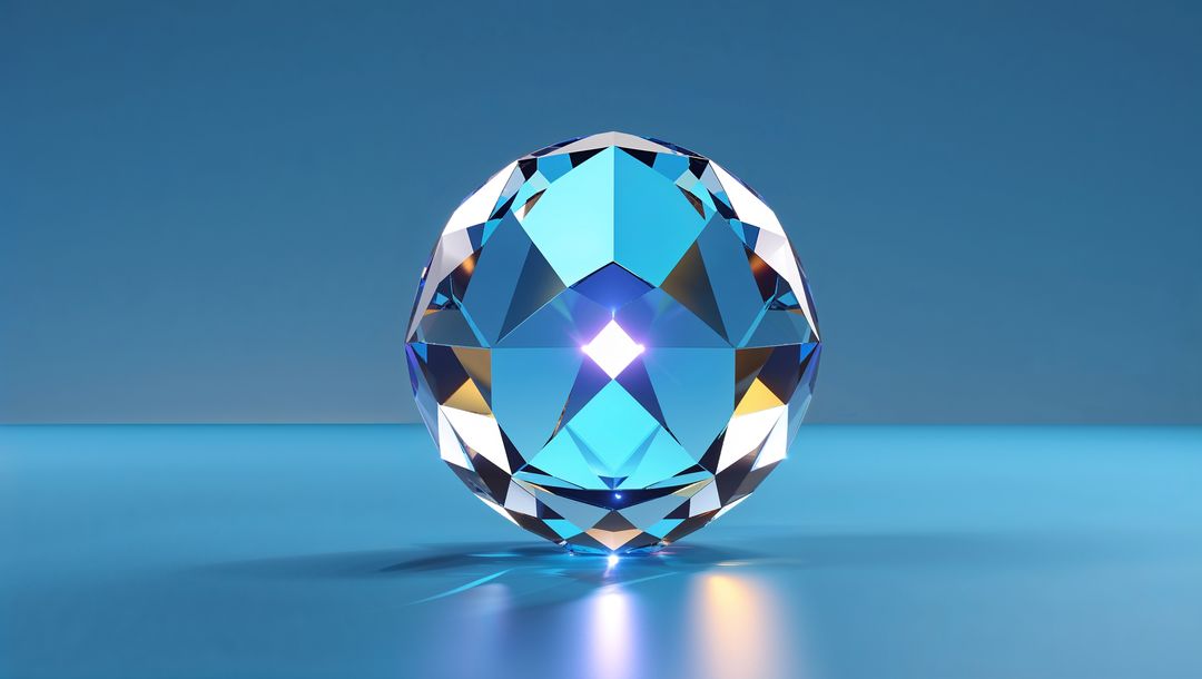 Faceted Crystal Sphere Reflecting Light Sources in Studio Setting