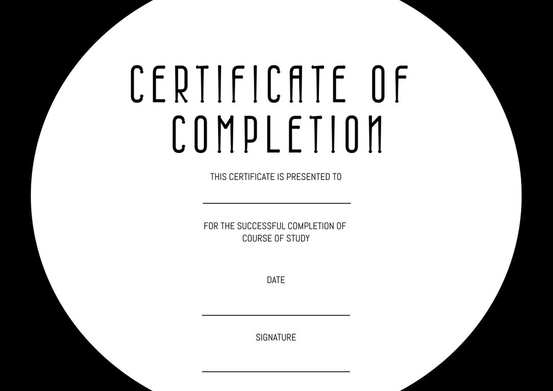Minimalist Certificate of Completion Template Design - Download Free Stock Templates Pikwizard.com
