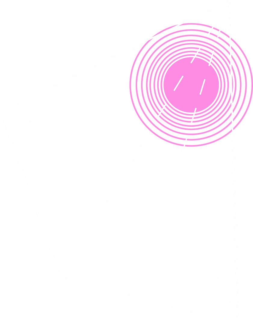 Transparent Polygon Frame with Magenta Orbital Rings Illustration