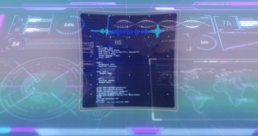 Futuristic Digital Data Interface with Global Connectivity Visualization