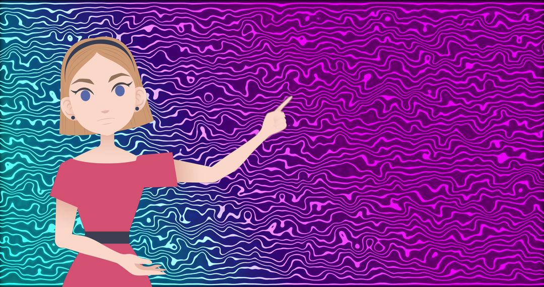 Abstract Female Icon Over Vibrant Wave Pattern