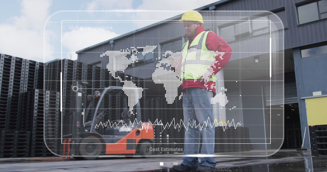 Warehouse Worker Using Smartphone with Global Data Interface