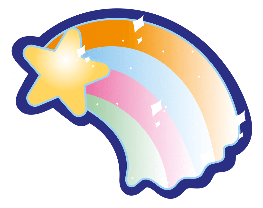 Colorful Comet with Star Shooting Across Transparent Background