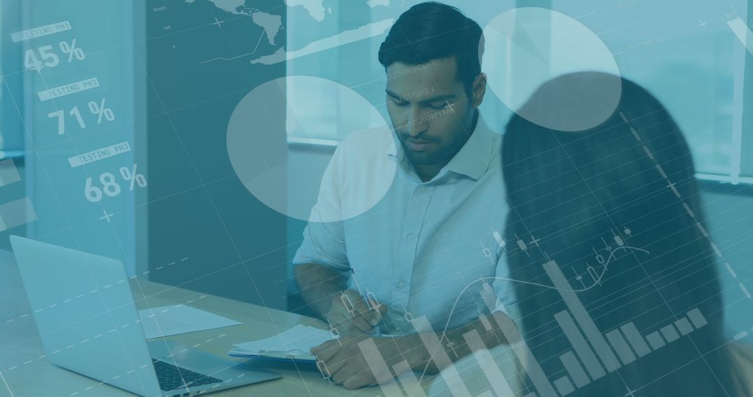 Business People Collaborating on Financial Data Analysis