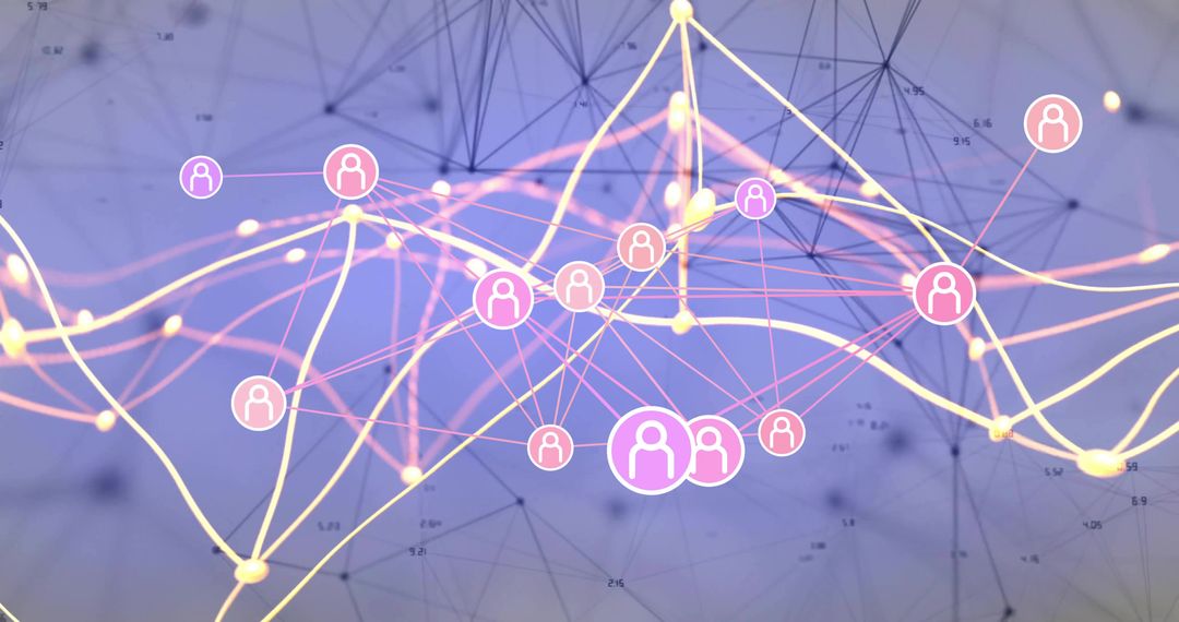 Digital Network with User-Icons on Abstract Mesh Background