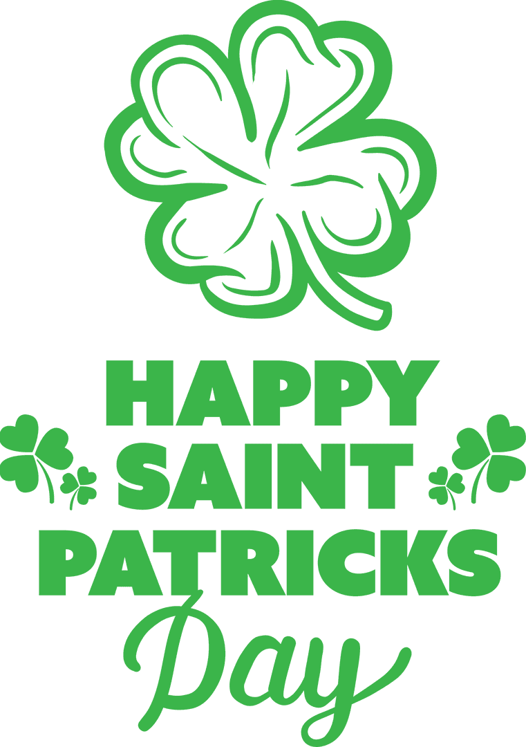Green Saint Patrick's Day Text on Transparent Background