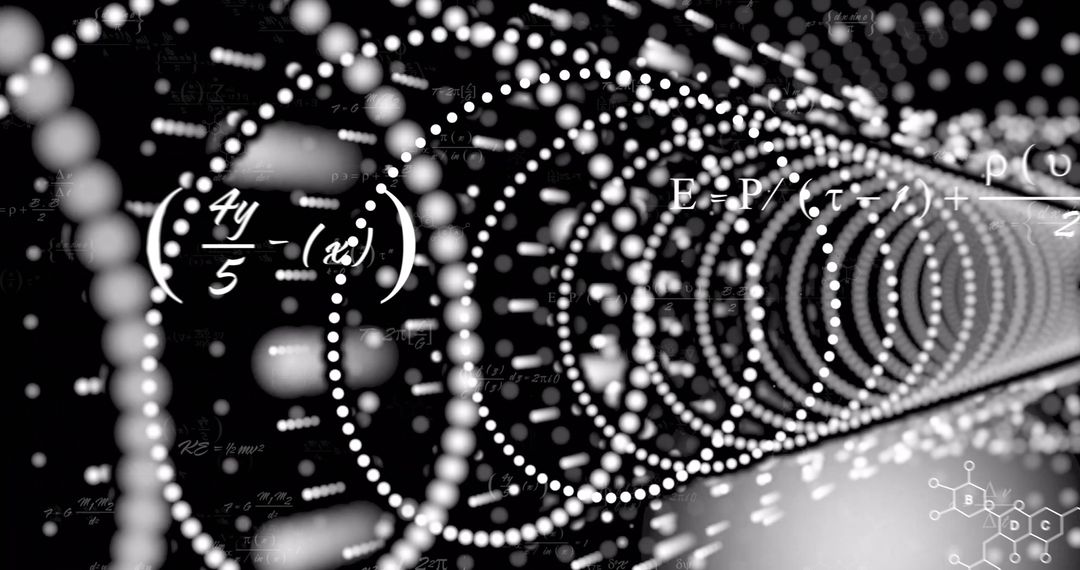 Futuristic Digital Tunnel with Equations and Chemical Diagram