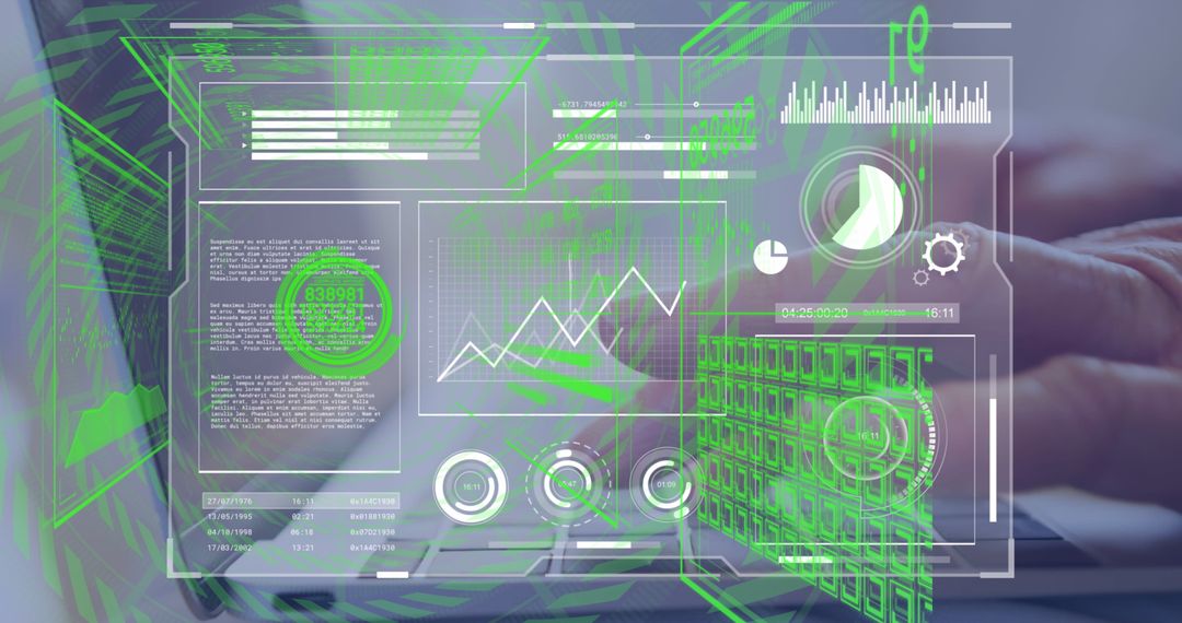 Futuristic Data Interface with Laptop User and Global Connectivity