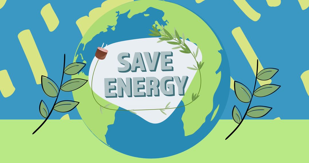 Save Energy Concept with Globe and Leaves Illustration