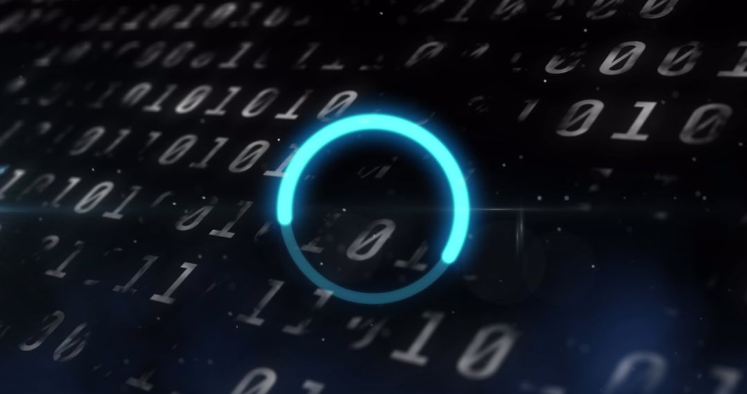 Glowing Blue Circle with Binary Code Digital Concept
