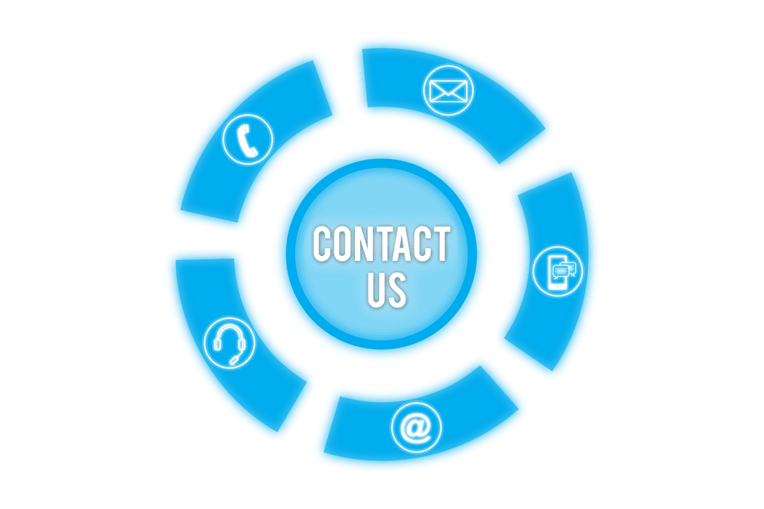 Transparent Circular Contact Icons on Blue Transparent Background