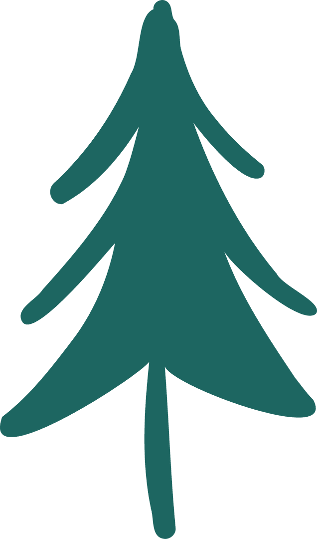 Minimalist Stylized Evergreen Silhouette on Transparent Background