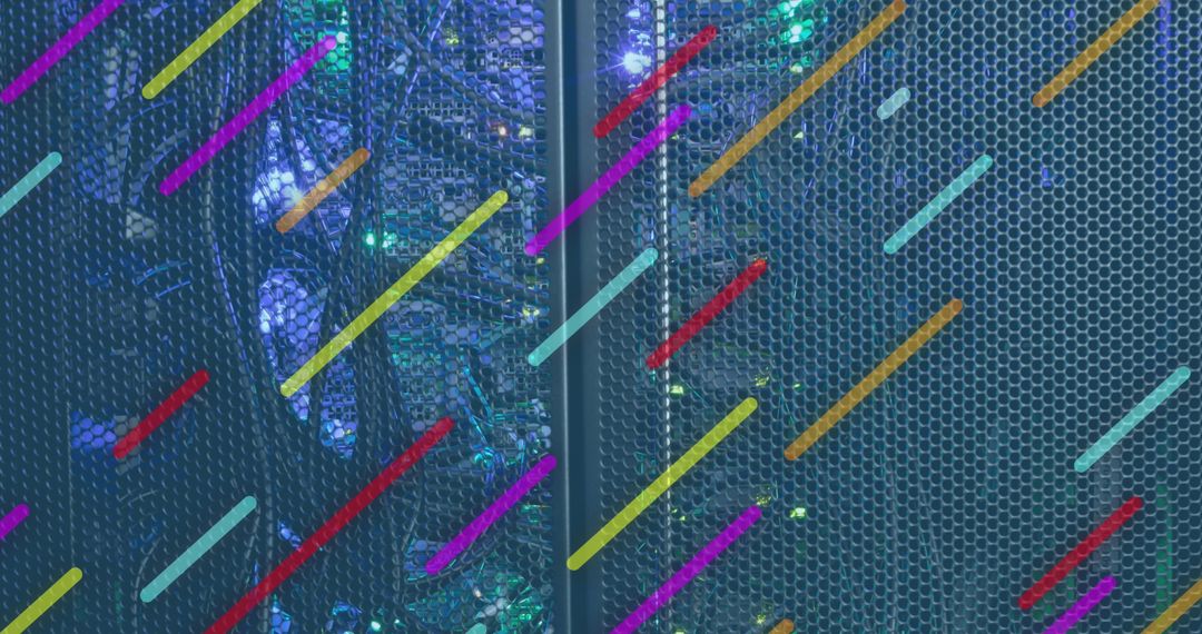 Futuristic Server Room with Digital Effects