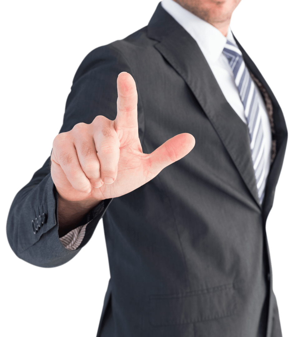 Transparent Businessman Pointing Finger in Suit