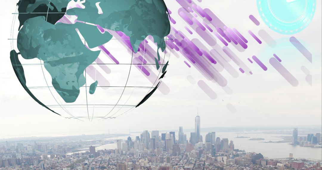 Global Connectivity Concept Overlaying Modern Cityscape